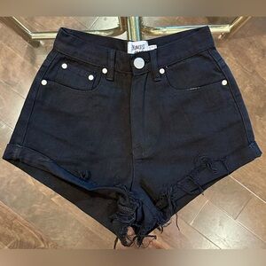 Princess Polly Black Denim Highwaisted Shorts